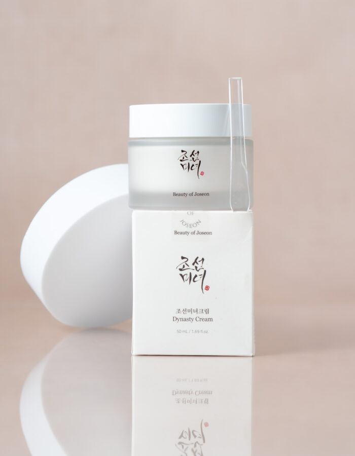 Beauty of Joseon Dynasty Cream jar standing on top of packaging box
