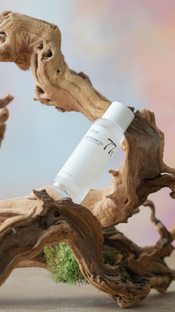 A bottle of 40ml Heartleaf 77% Soothing Toner On branch