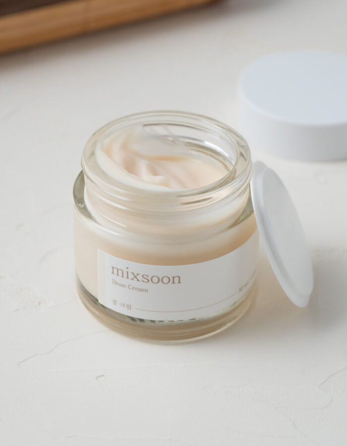 Open container of Mixsoon - Bean Cream 50ml with the lid on the side