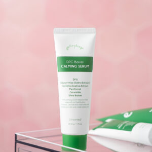 Elleybear DPG Barrier Calming Serum standing on top of clear container