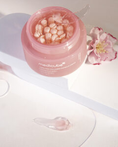 PDRN Pink Collagen Capsule smeared on clear palette